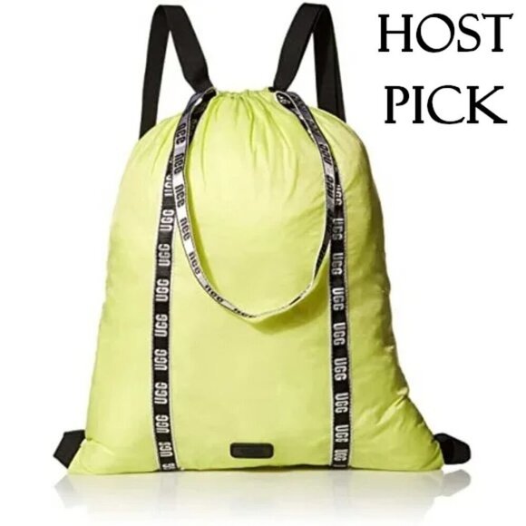 NWT UGG lime green, black & silver logo parachute convertible backpack tote bag - Picture 1 of 12